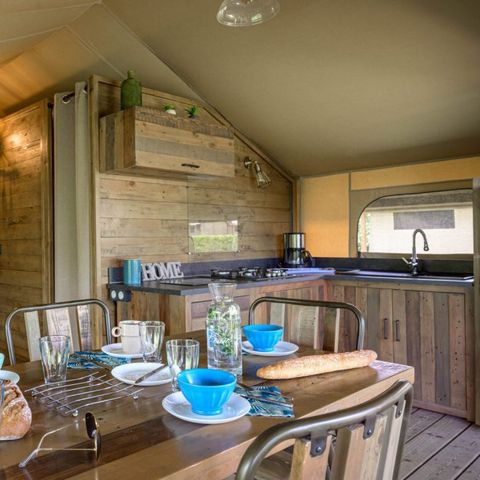 Safaritent 5 personen - Lodge Kenya Confort 35m² 2 kamers + overdekt terras 4/5 pers