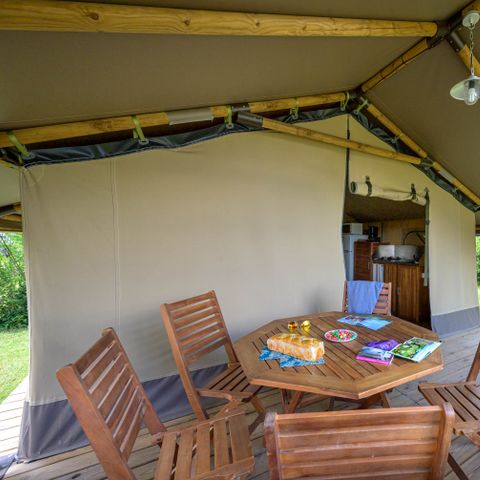 Safaritent 5 personen - Lodge Kenya Confort 35m² 2 kamers + overdekt terras 4/5 pers