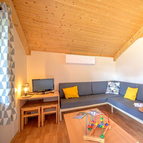 Chalet 5 personen - Chalet Premium 35m² 2 kamers + overdekt terras + airconditioning + TV + LV 5 pers
