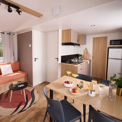 Stacaravan 6 personen - COTTAGE Premium 3ch 35m² 3 kamers + TV + Afwasmachine + airconditioning + plancha + XL terras