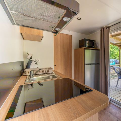 Stacaravan 6 personen - COTTAGE Premium SPA privé 35m² 3 kamers + TV + Afwasmachine + airconditioning + plancha + XL terras