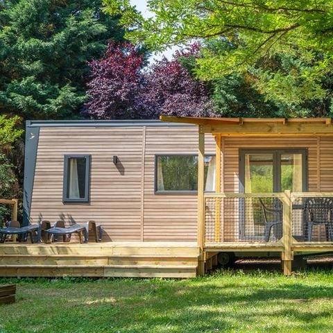 Stacaravan 4 personen - COTTAGE Premium 2 slaapkamers 2 badkamers 35 m2 +TV + Afwasmachine + airconditioning + plancha + XL terras
