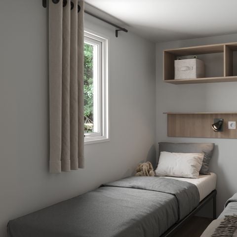 Stacaravan 4 personen - COTTAGE Premium 2 slaapkamers 2 badkamers 35 m2 +TV + Afwasmachine + airconditioning + plancha + XL terras