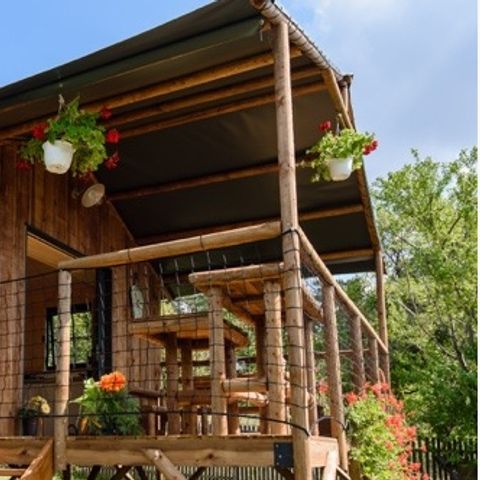 Chalet 5 personen - Premium cottage (2022) aan de rivier, 2 slaapkamers, overdekt terras 5 pers