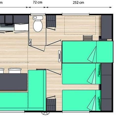 Stacaravan 6 personen - Stacaravan Le Platane (3 slaapkamers) RIVIER FRONT - Groot terras - TV