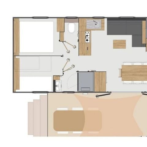 Stacaravan 8 personen - Mobile-home ROSEE**** 8 slaapplaatsen
