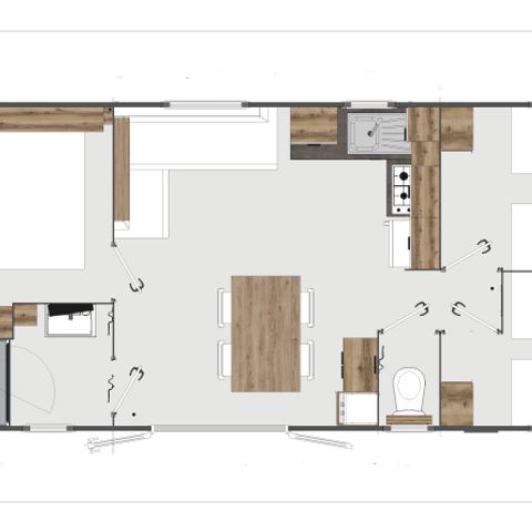 Stacaravan 6 personen - 3 slaapkamers