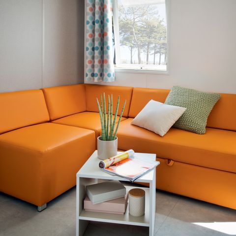 Stacaravan 8 personen - Stacaravan 32m² (3 kamers) + groot 18m² halfoverdekt terras