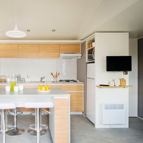 Stacaravan 8 personen - Stacaravan 32m² (3 kamers) + groot 18m² halfoverdekt terras