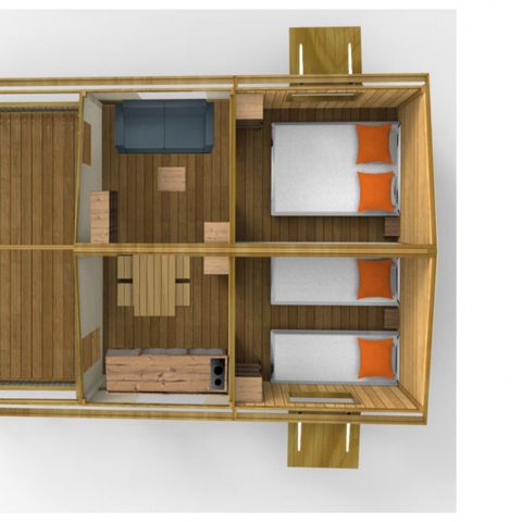 Bungalowtent 5 personen - Junior bungalow voor 5 personen 2 kamers 20m² (20m²)