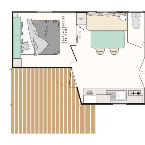 Stacaravan 5 personen - Stacaravan Evasion 5 personen 2 kamers 23m² - Stacaravan voor 5 personen