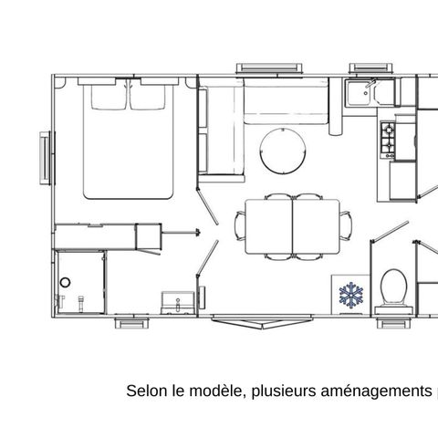 Stacaravan 8 personen - Mobile-home Leisure 8 personen 3 slaapkamers 30m ² (30m ²)