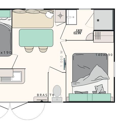 Stacaravan 4 personen - Stacaravan 4-persoons 2 kamers Cocoon 23m² - Stacaravan
