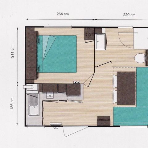 Stacaravan 2 personen - Cottage Comfort 1 slaapkamer