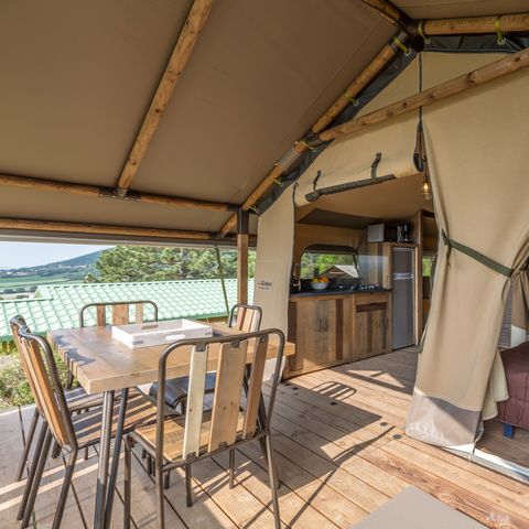 Lodge 5 personen - Tente Ecolodge Premium 34m² - 2 kamers - overdekt terras