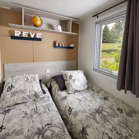 Stacaravan 6 personen - Stacaravan Premium 35m² - 3 slaapkamers - Uitzicht op het kasteel - Overdekt terras - Airconditioning