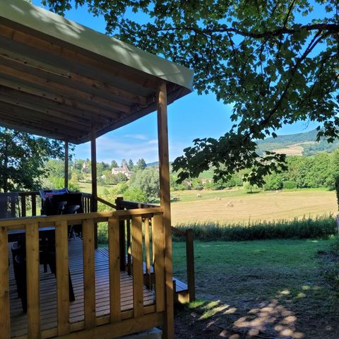 Stacaravan 6 personen - Stacaravan Premium 35m² - 3 slaapkamers - Uitzicht op het kasteel - Overdekt terras - Airconditioning