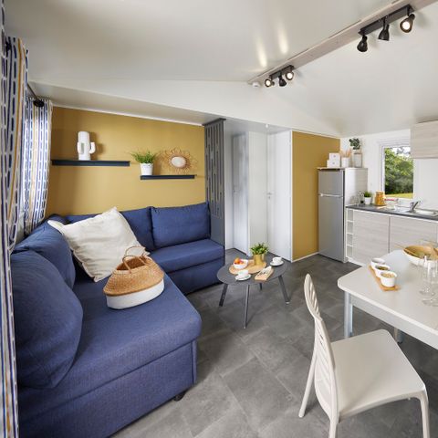 Stacaravan 6 personen - Stacaravan Premium 35m² - 3 slaapkamers - Uitzicht op het kasteel - Overdekt terras - Airconditioning