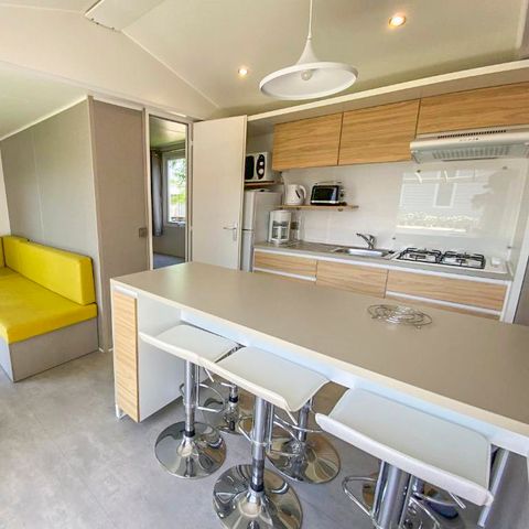 Stacaravan 6 personen - Stacaravan 3 slaapkamers 6 pers Half overdekt terras TV