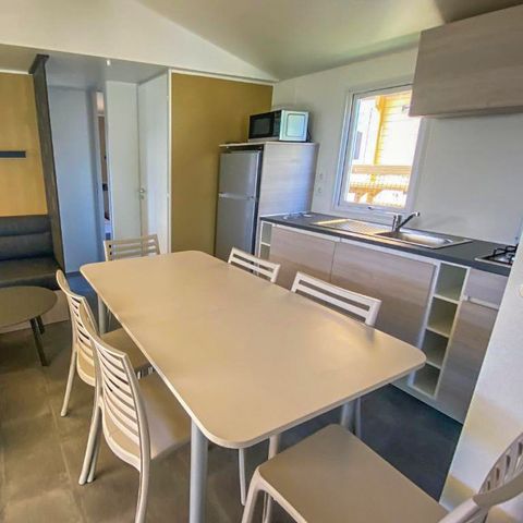 Stacaravan 6 personen - Stacaravan 3 slaapkamers 6 pers Half overdekt terras TV