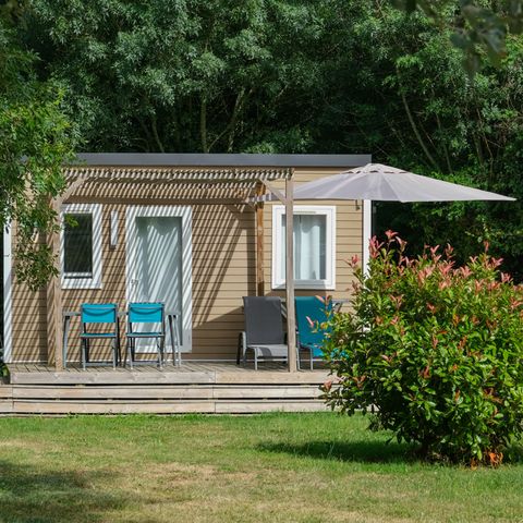 Stacaravan 2 personen - Standaard 1 slaapkamer 18m² + onoverdekt terras + TV