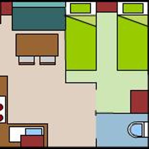 Stacaravan 4 personen - Comfort Stacaravan VENUS 22m² - 2 kamers + 9m² halfoverdekt terras