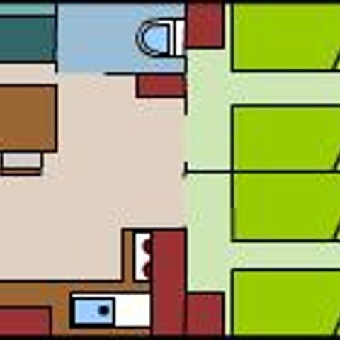 Stacaravan 6 personen - Comfort stacaravan TITANIA 30m² - 3 kamers + 15m² halfoverdekt terras