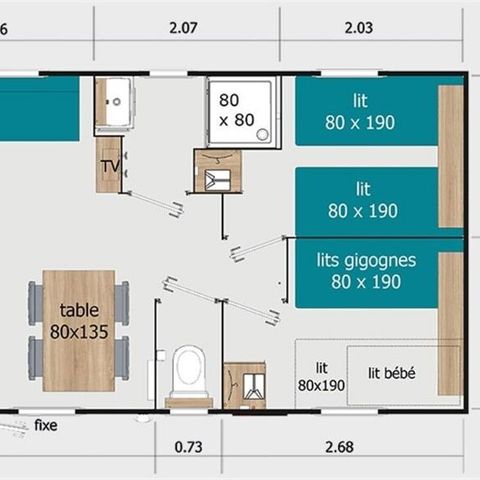 Stacaravan 6 personen - Loge 87