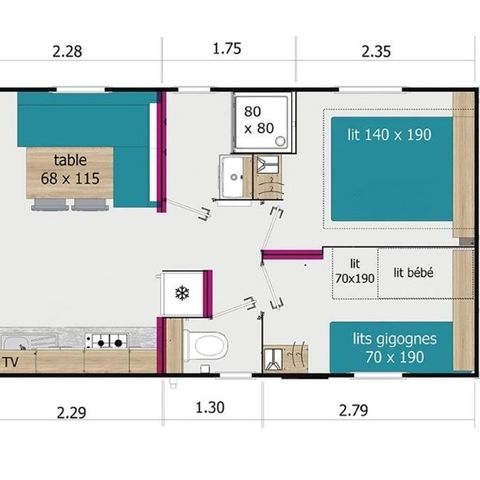 Stacaravan 4 personen - Loge 75