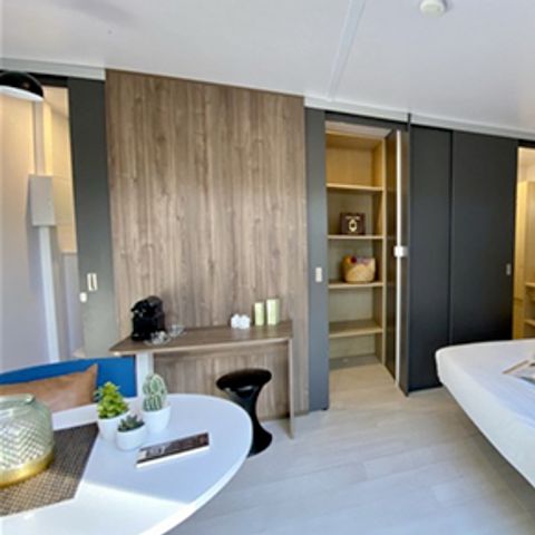 Stacaravan 2 personen - Sunêlia Luxe Taos 1 kamer 27m² - TV - Overdekt terras - Linnen inbegrepen