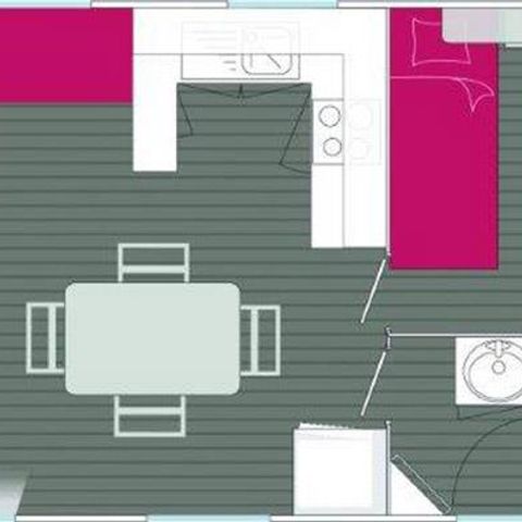 Stacaravan 4 personen - FLORES 31m² - 2 kamers + overdekt terras