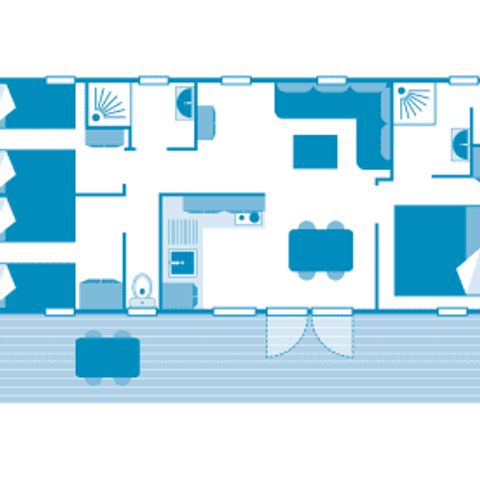 Stacaravan 6 personen - Cottage Nautilus 6p 3ch 2Sdb Premium