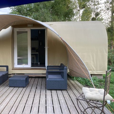 Tent 2 personen - 03-Cocosweet 20m2 (2ch - 2/4 pers.) + opgemaakte bedden + drankpakket - prijs voor 2 personen
