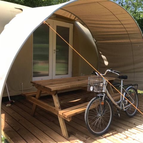 Tent 2 personen - 03-Cocosweet 20m2 (2ch - 2/4 pers.) + opgemaakte bedden + drankpakket - prijs voor 2 personen