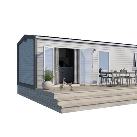 Stacaravan 4 personen - MOBIL HOME CONFORT + SAM 2 slaapkamers inductiekookplaat vaatwasser haardroger broodrooster waterkoker televisie koelkast