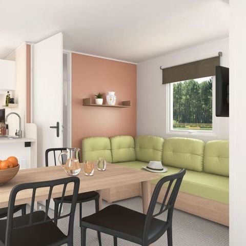 Stacaravan 6 personen - MOBIL HOME CONFORT + SAM 3 slaapkamers haardroger inductiekookplaat vaatwasser televisie