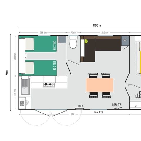 Stacaravan 4 personen - Comfort 2 slaapkamers