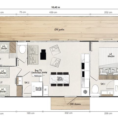 Stacaravan 6 personen - Premium 3 slaapkamers