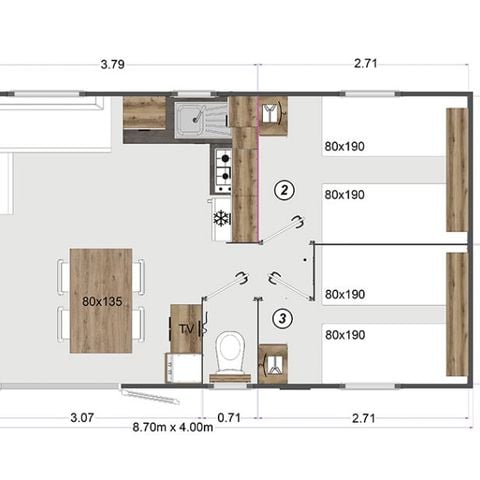 Stacaravan 6 personen - OPALIA