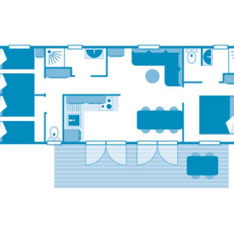 Stacaravan 6 personen - Cottage 6p 3ch 2SdB airconditioning ****