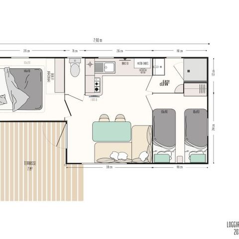 Stacaravan 5 personen - Créole zeezicht 32m² (32m²)