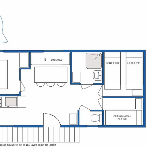 Stacaravan 6 personen - Verhuur stacaravan CONFORT - 3 slaapkamers