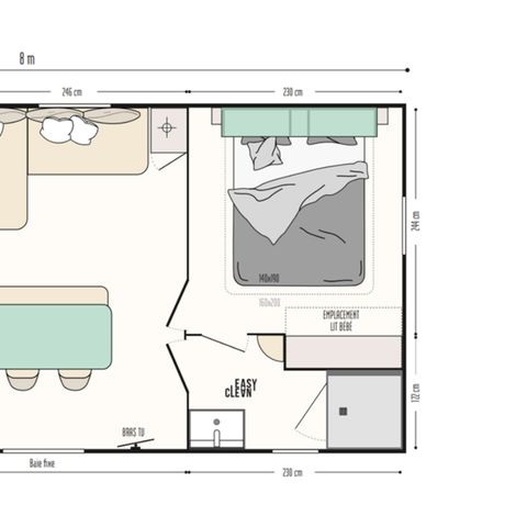 Stacaravan 4 personen - 3 klavers 2 slaapkamers 1 badkamer