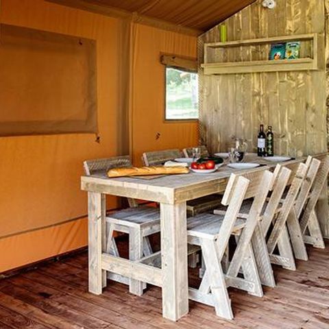 Tent 6 personen - Tente Safari Lodge | 3 Ch. | 6 Pers. | Verhoogd terras | 1 Badkamer | Klimaat.