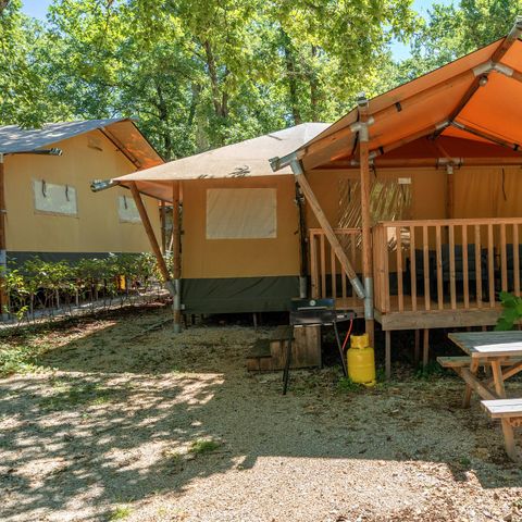 Tent 6 personen - Tente Safari Lodge | 3 Ch. | 6 Pers. | Verhoogd terras | 1 Badkamer | Klimaat.