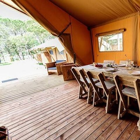 Tent 6 personen - Tente Safari Lodge | 3 Ch. | 6 Pers. | Verhoogd terras | 1 Badkamer | Klimaat.