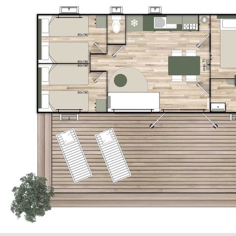 Stacaravan 6 personen - Stacaravan 3 - 35m² - 3 kamers