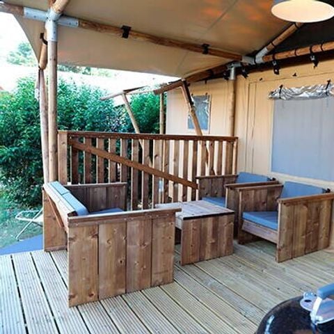 Safaritent 6 personen - Safari Lodge Tent | 3 Slaapkamers | 6 Pers. | Verhoogd terras | Airconditioning