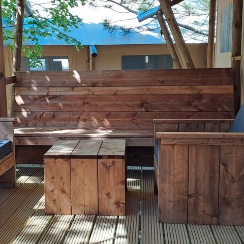 Safaritent 6 personen - Safari Prestige Plus 3ch 1SDB 49m² 49m