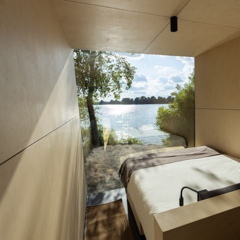 Bungalow 2 personen - Spiegelhuisje aan de Regge met bubbeltub en panoramaview